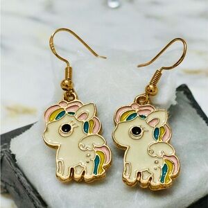 Pastel .925 Unicorn Dangle Earrings with Enamel Accents